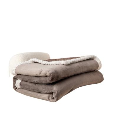 China Anti-Static Wool Faux Fur Throw Beds Sofa Composite Process Chunky Knit Fleece Winter Blanket Running Blanket for sale