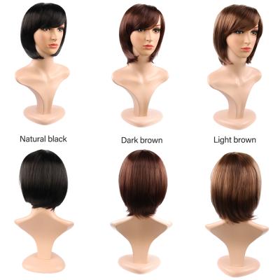 China Fashion Beautiful Silky Straight Wave Women Short Synthetic Frontal Human Hair Natural Wig for sale