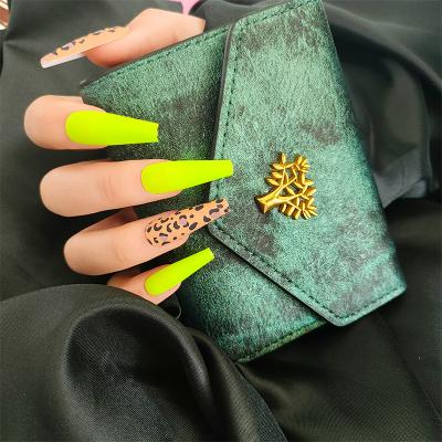 China Wholesale 24pcs/box Matte Leopard False Nails Artificial Material Eco-friendly Packaging for sale