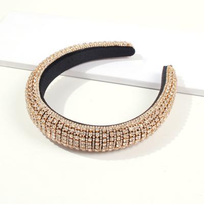 China Wholesale Fashion Eco-friendly Crystal Headband Color Rhinestone Embellishment Thickened Women's Headband for sale