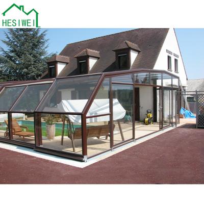 China Modern Anti-Hurricane Glass Outdoor Garden Sunroom Free Standing Green Houses Houses In China for sale