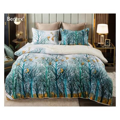 China Home Colorful Quilted Microfiber Fleece Bedding Comforter Quilt Quilted Quilt For Home for sale