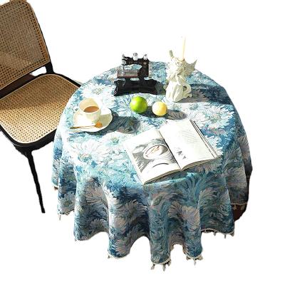 China Yarn-dyed Jacquard Fabric Customize Yarn-dyed Jacquard Fabric Home Mat Round Tablecloth Wedding Table Cloth Banquet Wedding Party Picnic Table for sale