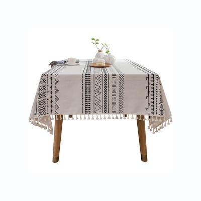 China Waterproof and oilproof 2022 Waterproof and Oilproof Polyester Cotton Dresser Cover Fabric Rectangular Bohemian Table Cloth for sale