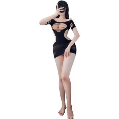 China Polyester Exposed Hemisphere Couples Flirting Mini Skirt Sexy Pajamas Female Hollow Out Hips Clothing Dress Lingerie for sale