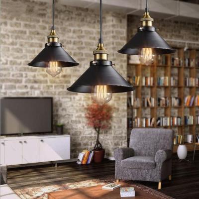 China Vintage E27 Industrial Low Hanging Modern Iron Shade Black Pendant Lamp For Kitchen Chest Store Indoor Home Lighting Fixture for sale