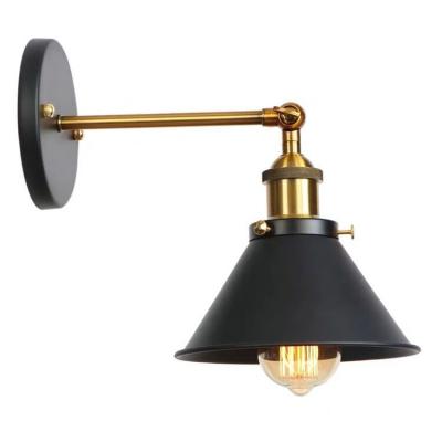 China Industrial Modern Vintage Wall Sconce Wall Sconce Antique Brass Black Light With Iron Black Shade Lamp for sale