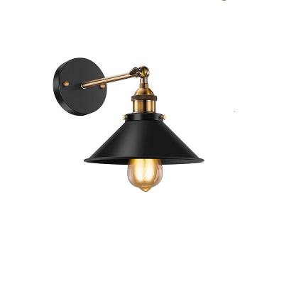 China Industrial Adjustable Industrial Tapered Wall Sconce in Black Single Wall Light for Living Room Bedside for sale