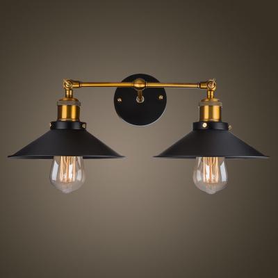 China Farmhouse Industrial Black 2 Wall Sconces Light Bracket Light With E27 Edison Style Bulb Wall Lamp Light for sale