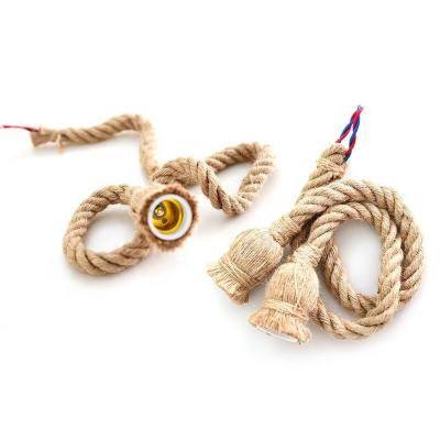 China Hemp Rope Lights Vintage Hemp Rope Electric Cord Pendant Wire For Simple Natural Jute Light Blub DIY Lamp E27 Edison Bulb Pendant Light Decor for sale