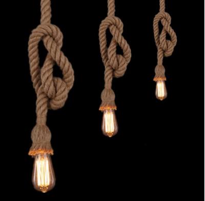 China Vintage Pendant Lamp Vintage Pipe Light Jute Hemp Rope Waterpipe Lights Iron Pipe Light for sale