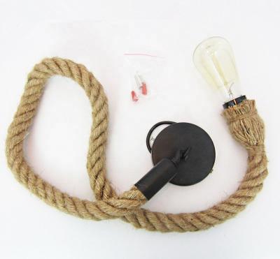 China Yellow Creative Vintage Pendant Lamp Jute Hemp Rope Pendant Light e26 e27 Lamp Holder for sale