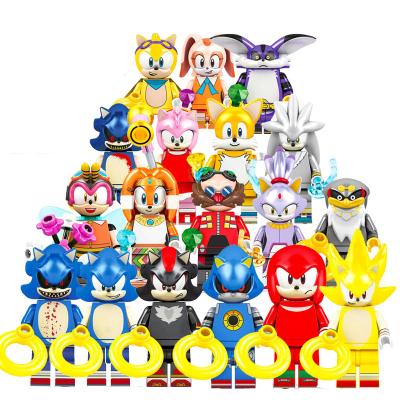 China Mini Action Building Block Toy KF6123 KF6124 Silver Shadow Nakkurusu Teirusu Figure Sonic Anime Cartoon Amy Rose Metal Blocks Figures Toys KF for sale