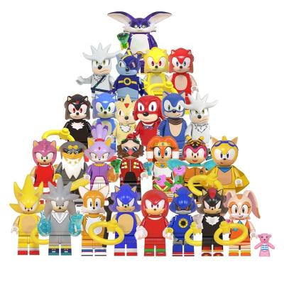 China Metal Cartoon MODEL TOY KF8043 Sonic With Amy Rose Shadow Nakkurusu Teirusu Silver Mini Action Building Block Skateboard Figure Toy for sale