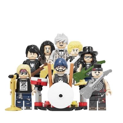 China DIY TOY Rock Band Axl Rose Slash DJ Ashba Tommy Stinson Frank Ferrer Building Blocks Figures Gift For Kids Toys KF6105 for sale