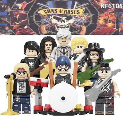 China Famous Singer DJ Ashba Ron Tommy Stinson Frank Ferrer Figure Toys Gun N' Roses Building Blocks Action Figure Toys For Children KF6105 for sale