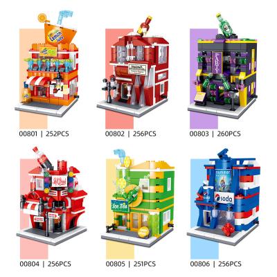 China Building Block Toy 00801-00806 Mini Street View Series City Building Collected Children's Educational Toy Gift for sale