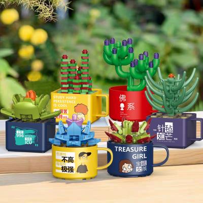 China Building Toy Decool Succulent Potted Plant Flower Ornament Model Building Block Brick Figure Toy 52019-52030 for sale