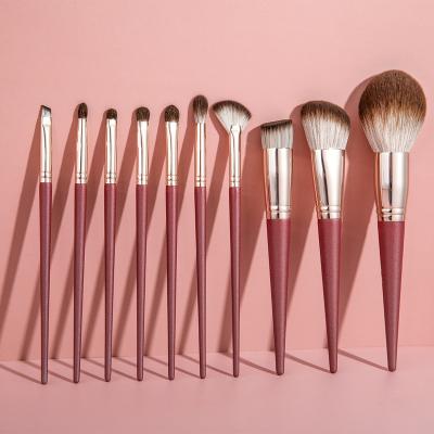 China Angular Blush Gracedo ODM&OEM New Arrivals Raspberry Pink Custom Your Own Brand Vegan 10Pcs Makeup Brush Set For Makeup for sale