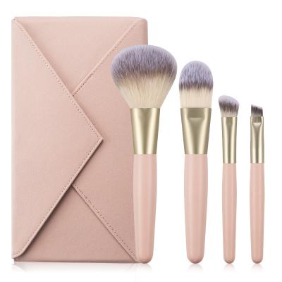 China Angular Blush Gracedo Odm&Oem Style 4Pcs Metal Handle Rose Makeup Brush Set Hot Box for sale