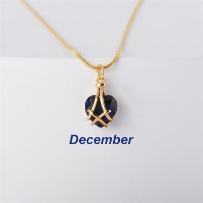 China Romantic Titanium Gold Plated 18K Crystal Heart Shape Pendant Girlfriend Birthstone Friendship Necklace for sale