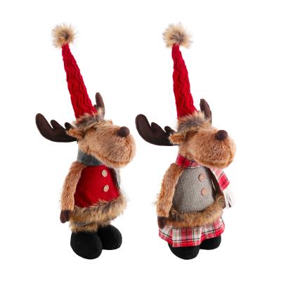 China Long Hat Border Elks Chirstmas Decor Christmas Telescopic Standing Doll for sale