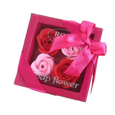 China Natural Business Anniversary Promotion Event Valentine's Day Contact Border Gifts for Customers 4 Rose Soap Flowers for sale