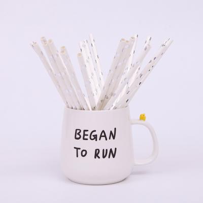 China Straw Tableware Biodegradable Disposable Drinking Silver Paper Straws Ecofriendly Love Pattern Design Hot Sale New Disposable Wholesale for sale