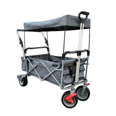 China Factory 4 Wheels With Brake Foldable Utility Cart Folding Sports Outdoor Cart With Removable Canopy for sale