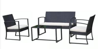 China Garden Steel Plastic Wicker Sofa Coffe Table Set For 4 Person for sale