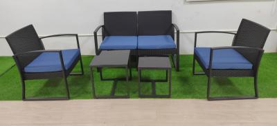 China Sistema doble plástico de acero de Sofa Two Coffe Tables 5 del mimbre del jardín en venta