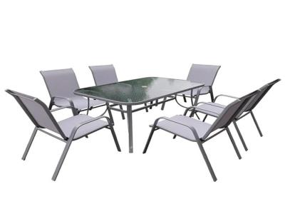 China Rustproof Steel Dining Garden Patio Outdoor Furniture Set 2 X 1 Textilen 7pcs for sale