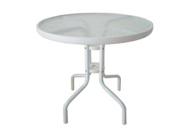 China Outdoor Steel Round Tempered Glass Table Rustproof for sale