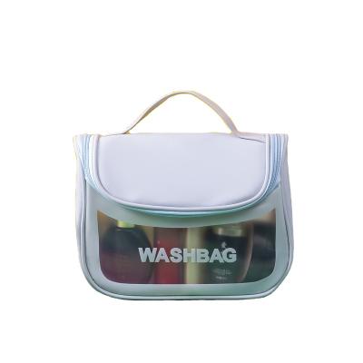 China Cubic Square Frosted curved bag, large capacity portable hook, wash bag, PU multifunctional storage bag, simple storage bag for sale