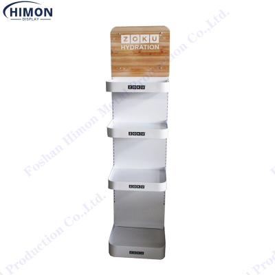 China Commercial Custom Retail Store Metal Cup Display Rack Beverage Bottles Cup Display Floor Rack For Bottles for sale