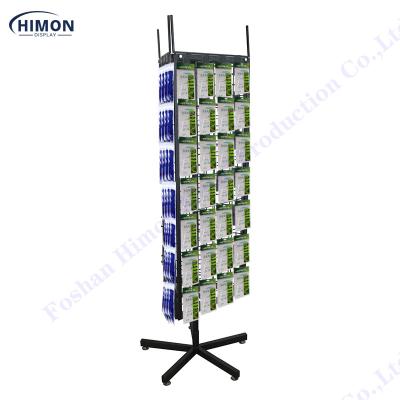 China Retail Shops Rotating Rack Display Rack 360 Rotating 3 Side Hanging Movable Props Stand Wire Grid Display Rack for sale