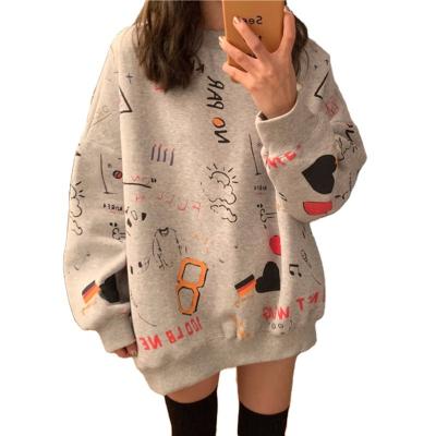 China Anti-wrinkle Women Sweatshirts Graffiti Pullover Tops Loose Long Sleeves Female Fashion Streetwear Autumn Winter Casual Hoodies for sale