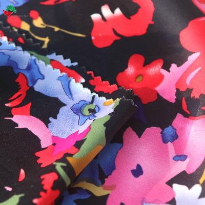 China Waterproof super soft feeling 97%polyester 3%spandex stretch matte satin fabric for dress garment for sale