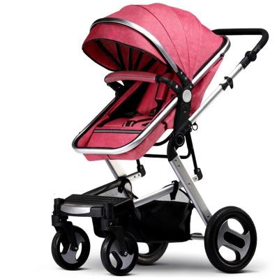 China Carry Baby Brand 3 in 1 Baby Europe AR Seat Material Leather Frame Gold Baby Stroller for sale