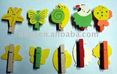 China China 3.5cm Cartoon Colorful Pattern Wooden Clothespin for sale