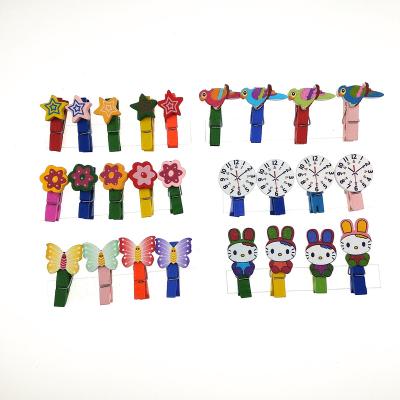 China Wood 35mm Mini Wooden Peg Clothes Pins colorful multi for sale