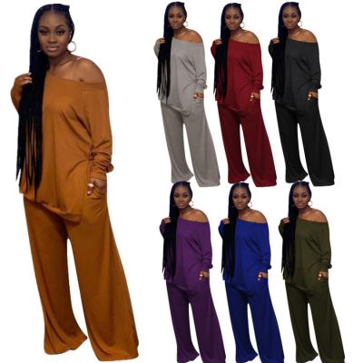 China Casual Stylish 7 Colors QUICK DRY Split Top Pockets Wide Leg Pants Plus Size Women Dress Pants Two Piece Set for sale