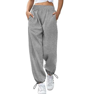 China Anti-wrinkle casual drawstring 2022 new spring summer 6 color sports wide leg sweat plus size women's pants and trousers for sale