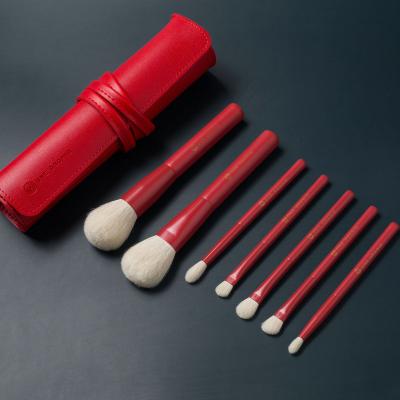 China Shinedo 7 Pcs Red Color Makeup Brushes Tools Kit Cosmetic Powder Eyeshadow Smudge Brush Blush Blending Beauty Make Up Brush Maquiagem for sale