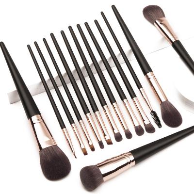 China Rose Gold Makeup Brushes Synthetic Face Eyeshadow Fan Brush Shinedo14 Pcs Hair Set Blending Kabuki Base Powder Eyeliner Makeup Kit for sale