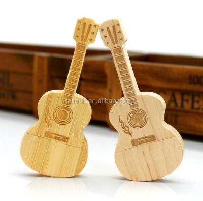 China New Fashion Design Handmade Bamboo USB 2.0 Guitar Flash Drive Thumb Stick Storage With Wooden Box 16GB With Free Shipping for sale