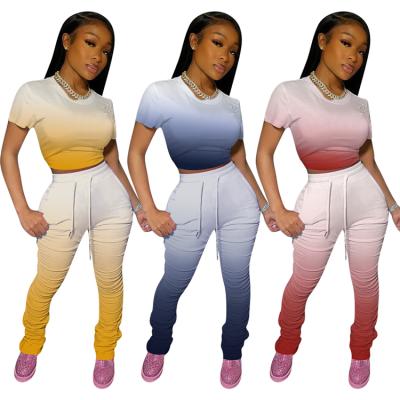 China 2020 New Arrivals Anti-Static Crop Top With Stacked Pants Women Clothing Joggers Suits Sets Two Pieces for sale