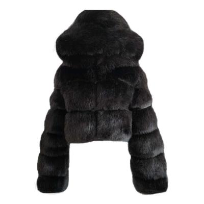 China Wholesale Hot Selling Viable Faux Fox Winter Women Coat Jacket Hood Short Ladies Fake Fur Coat for sale