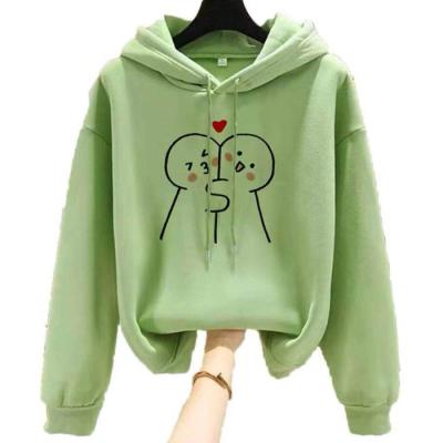 China Autumn Korean viable plus velvet loose and thick protective hooded casual couple's style sweater for women for sale