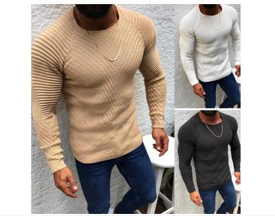 China 2021 Anti-wrinkle Neck Solid Color Fashion Knitted Round Sweater Custom Design Mens Sweater for sale